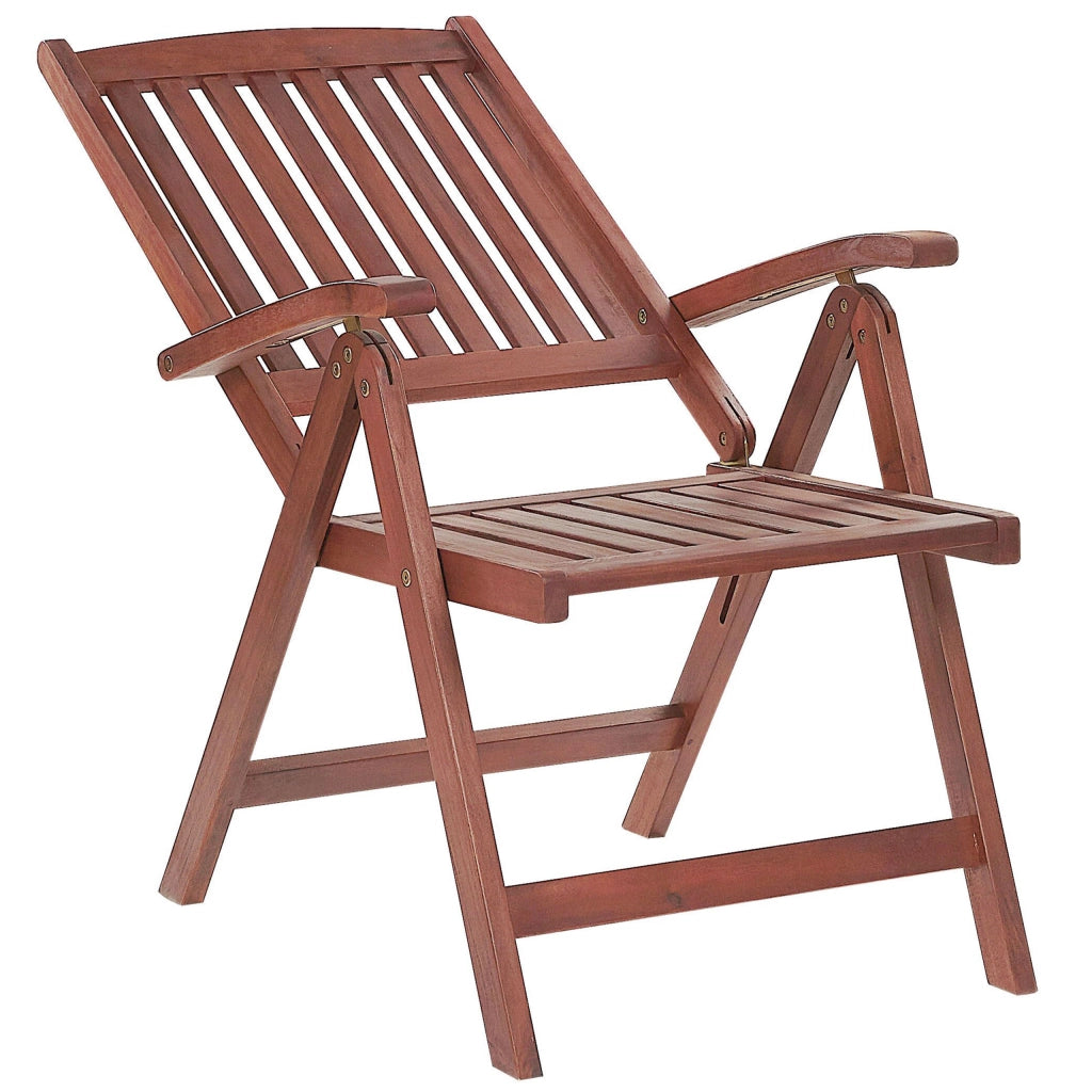 Set di 2 sedie da giardino in legno di acacia cuscino blu regolabile pieghevole per esterni in stile rustico country