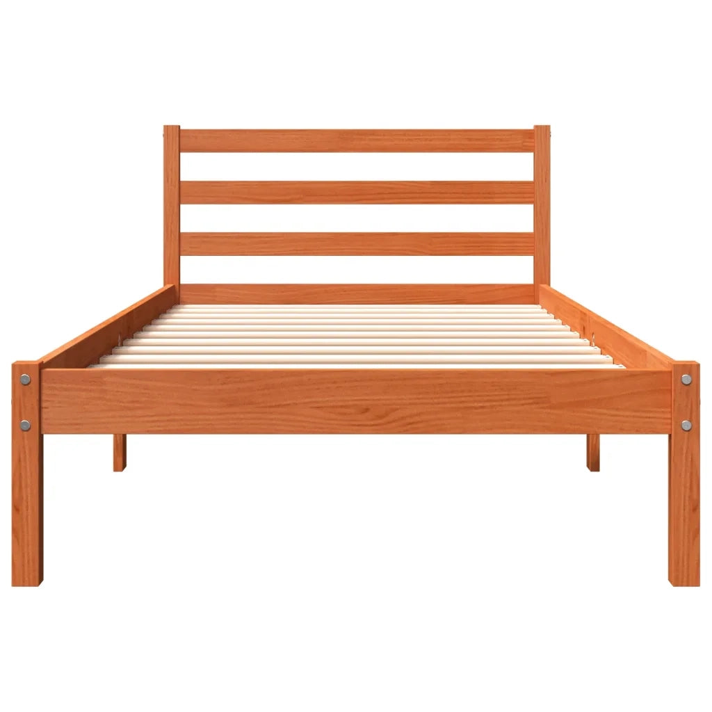 Letto senza Materasso Marrone Cera 75x190 cm in Legno di Pino 844137