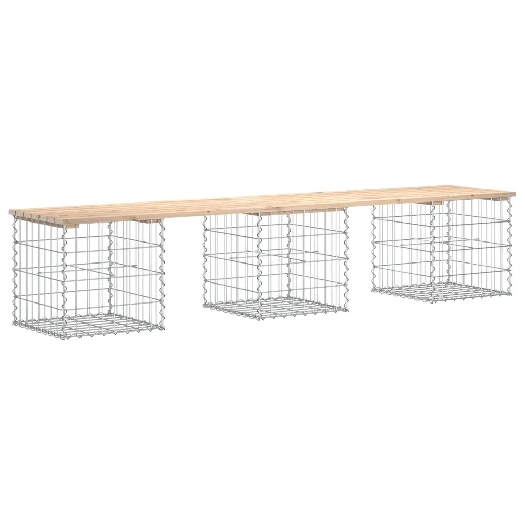 Panca Giardino Design Gabbione-Sgabello-Panca da esterno 203x44x42 cm Legno Massello Pino