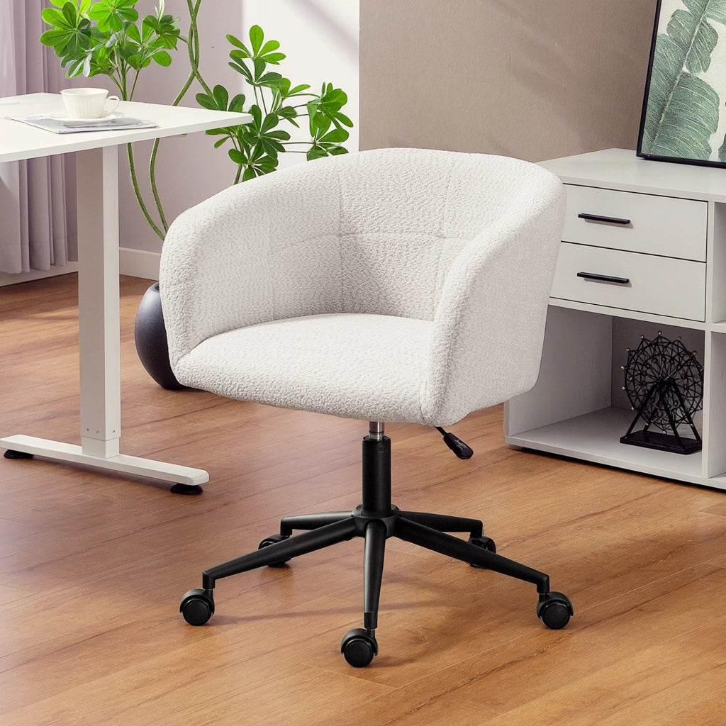 Sedia da ufficio imbottita con rivestimento in velluto ¨C zephmum ¨C crema e nero