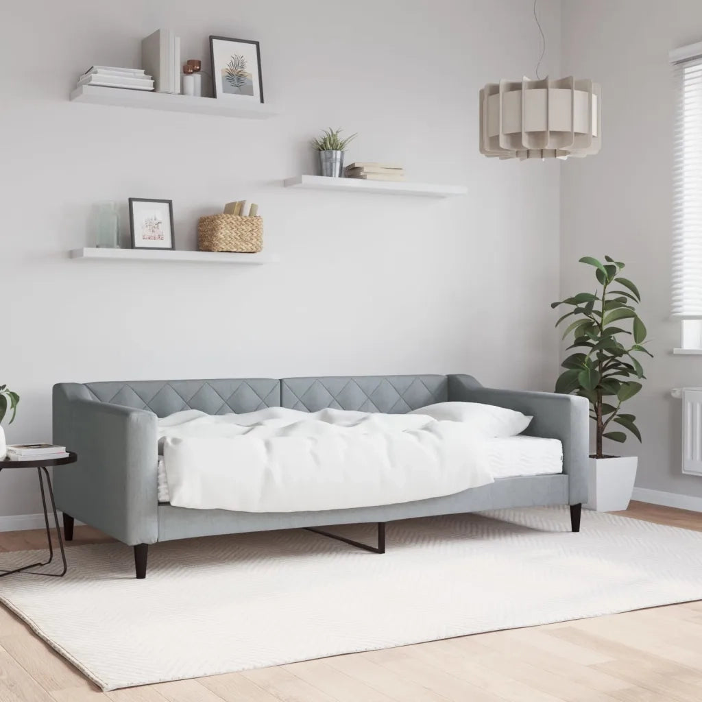 Divano letto | Sof¨¤ letto | Letto singolo con Materasso Grigio Chiaro 90x190 cm in Tessuto