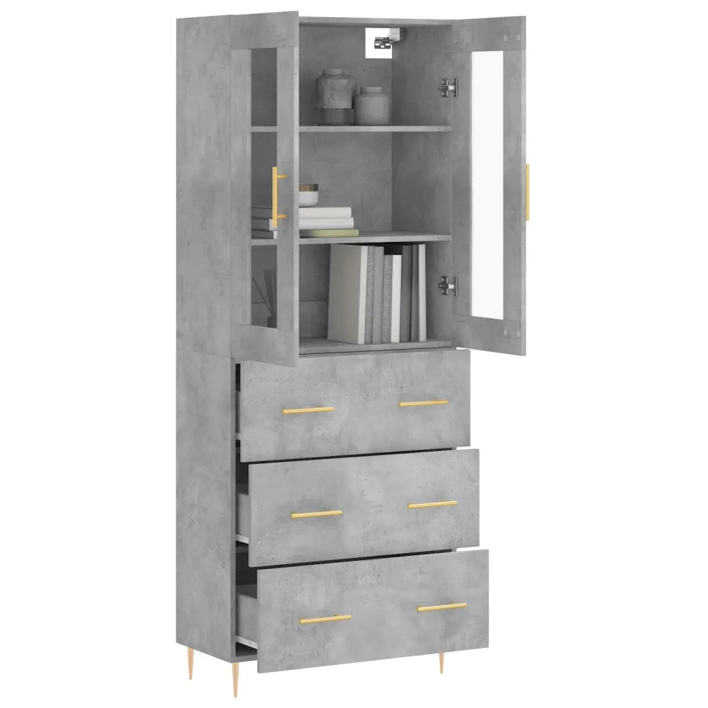 Credenza-Buffet-Armadio da cucina Grigio Cemento 69,5x34x180 cm in Legno Multistrato 365002