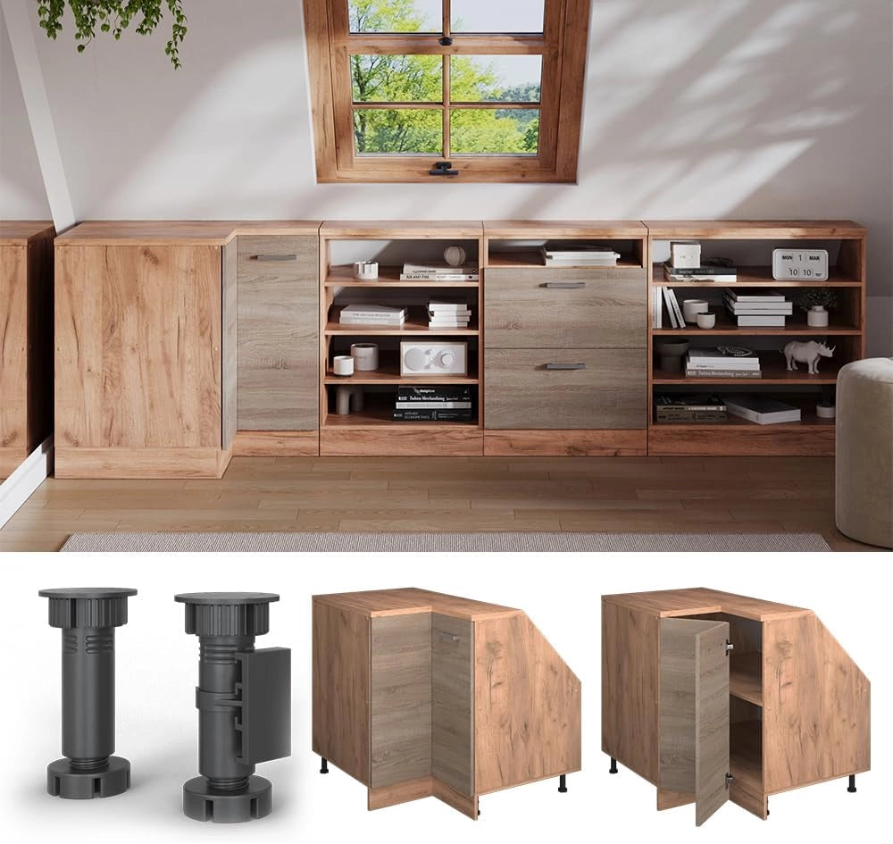 Mobile sottotetto Mobile angolare Rion, Sonoma, 75.6 x 81.6 cm con 1 porta, carcassa dell’armadio profondità 60 cm, adatto per il salvaspazio sotto tetti spioventi