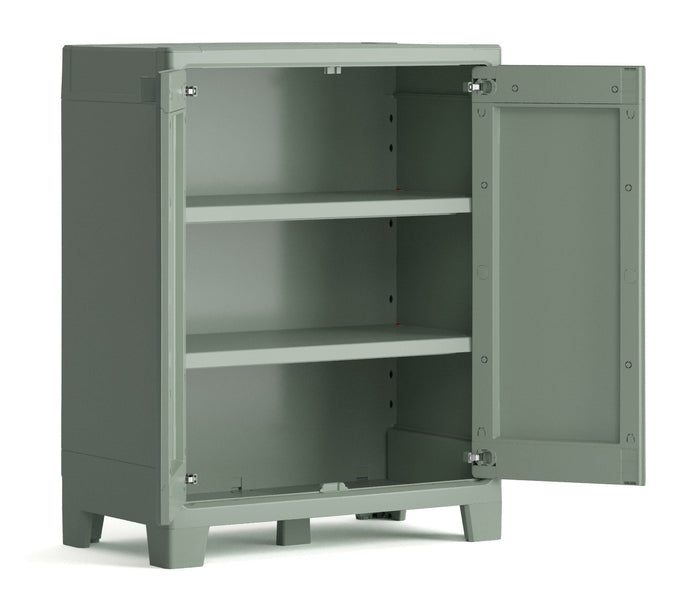 Armadio da Giardino 2 Ripiani 80x44x100 cm Keter Planet Outdoor Basso Grigio e Verde