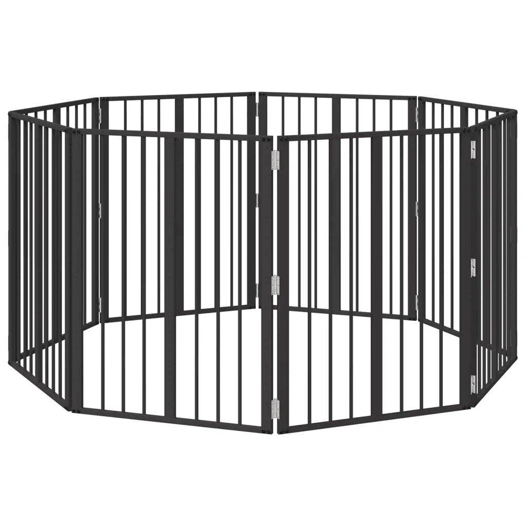 Cancello per cani 8 pcs Nero 60 x 80 cm Acciaio zincato