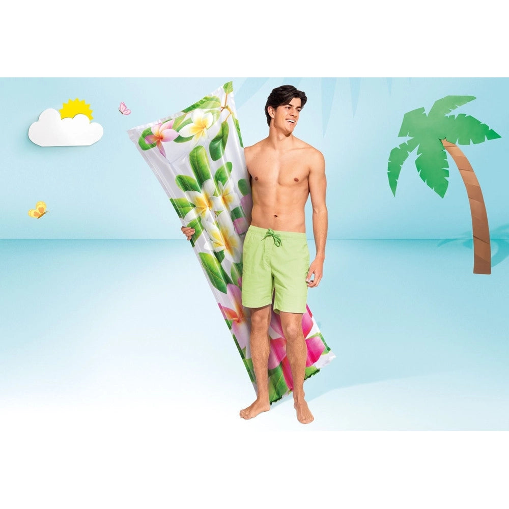 Trade Shop - Materassino Ad Aria Gonfiabile Galleggiante Fantasia Florale Tropicale 183x69cm 019961 -