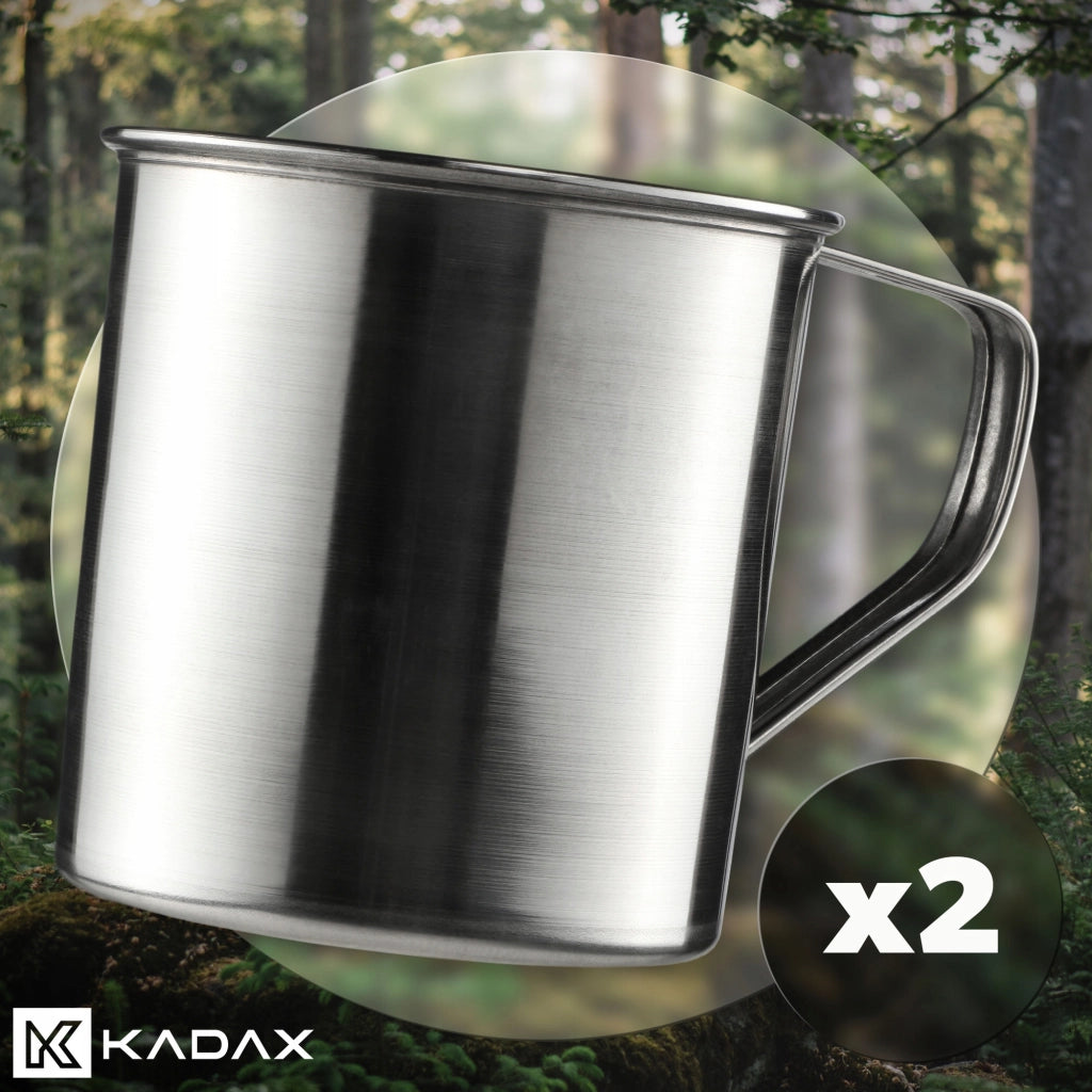 Tazza da viaggio in acciaio KADAX da 400 ml (0,4 l) per la pesca, in metallo, confezione da 2.