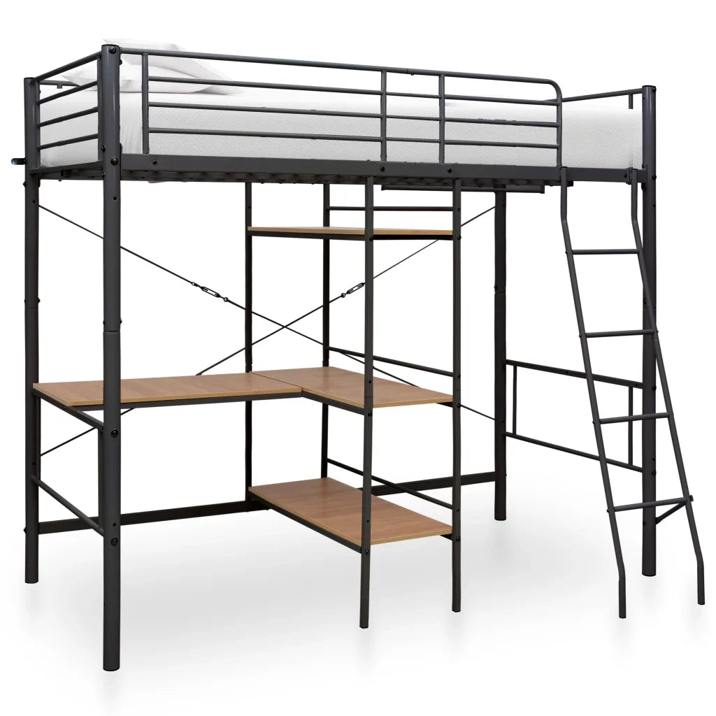 Letto a Castello con Tavolino Grigio in Metallo 90x200 cm cod mxl 48733