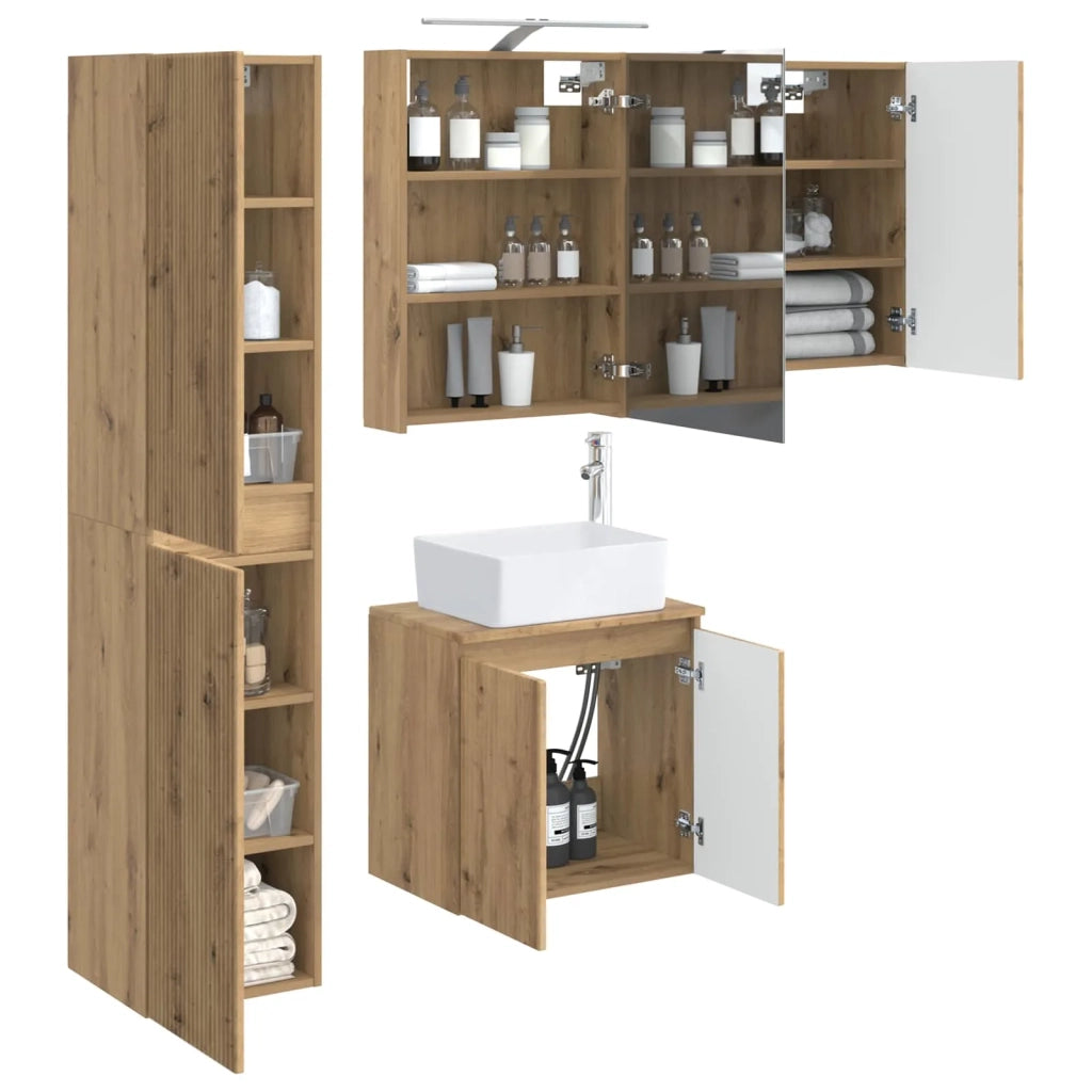 Set di Armadi da Bagno 5 pcs Rovere Artigianale 3407318