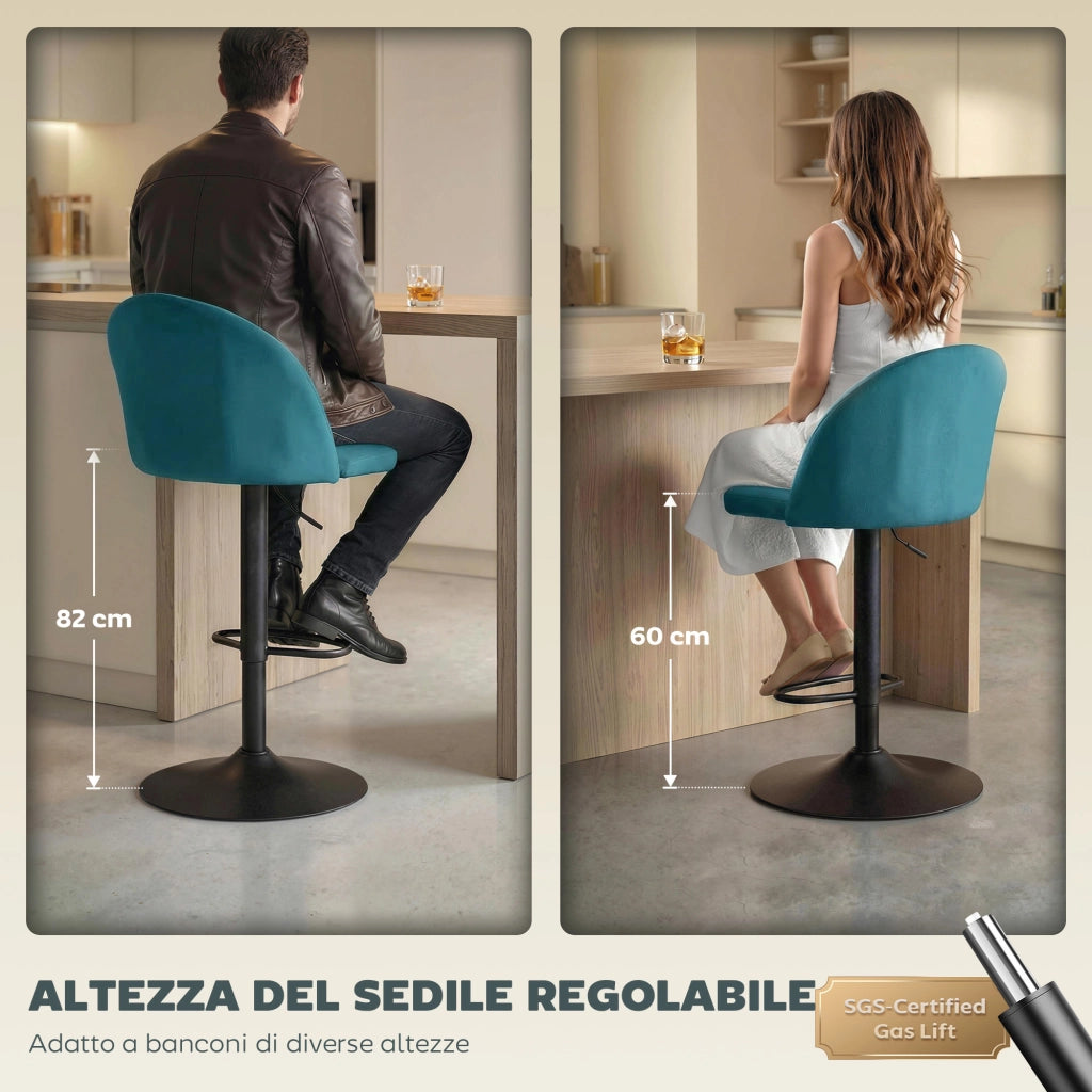 Sgabelli da Bar Girevoli con Poggiapiedi ¨C zephmum ¨C Blu, Moderno