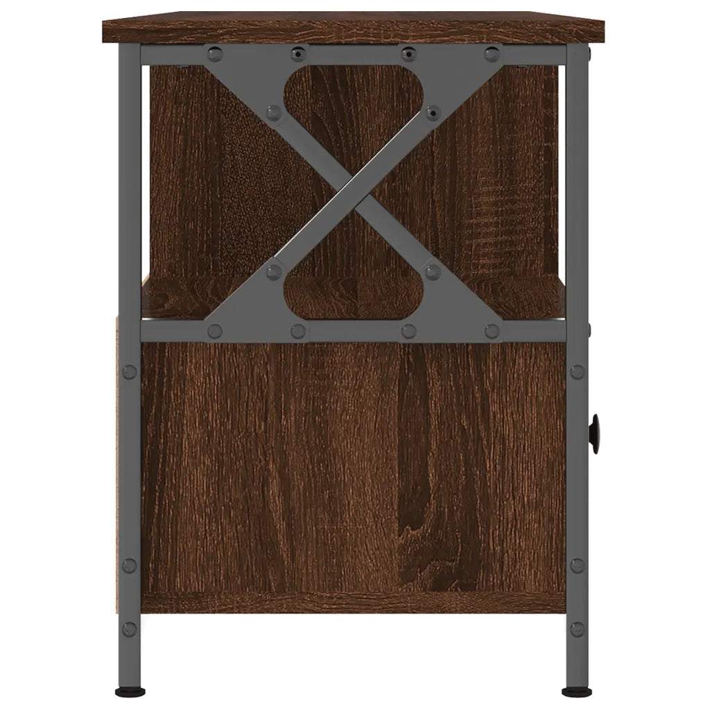 Mobile TV Rovere Marrone 102x33x45 cm Legno Multistrato e Ferro 831792