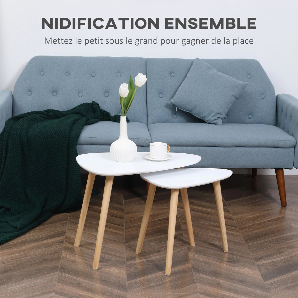 Set 2 tavolini da caff¨¨ impilabili ¨C Xylo ¨C legno bianco stile scandinavo