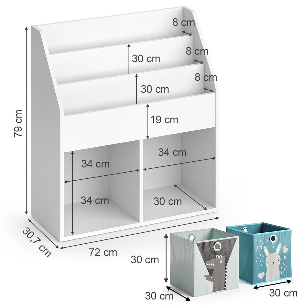 Vicco Libreria bambini Bianco 30.7 x 79 cm con 2 scatole pieghevoli opt.6