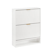 Scarpiera stretta 80x24 cm in MDF bianco con frontale scanalato per ingresso