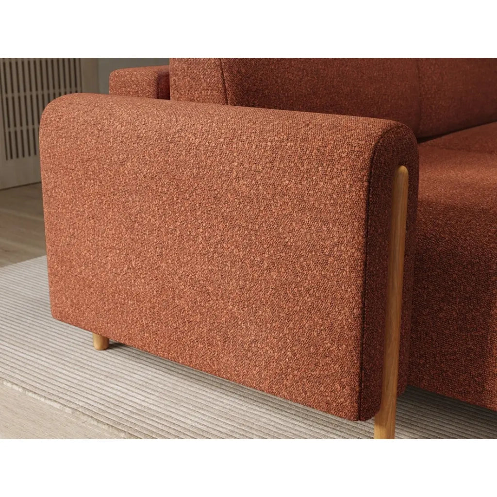 Divano ad angolo convertibile ARVESSA terracotta in ciniglia – Angolo sinistro