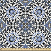 Tessuto Arabesque per metro, motivi in mozaico, tessuto stretto per cucire arredi e accessori di abitazione, 3M (148x300cm), blu
