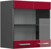Mobile da cucina in vetro R-Line, Rosso lucido, 60 cm, per la libera combinazione all'interno di sistemi cucina modulari