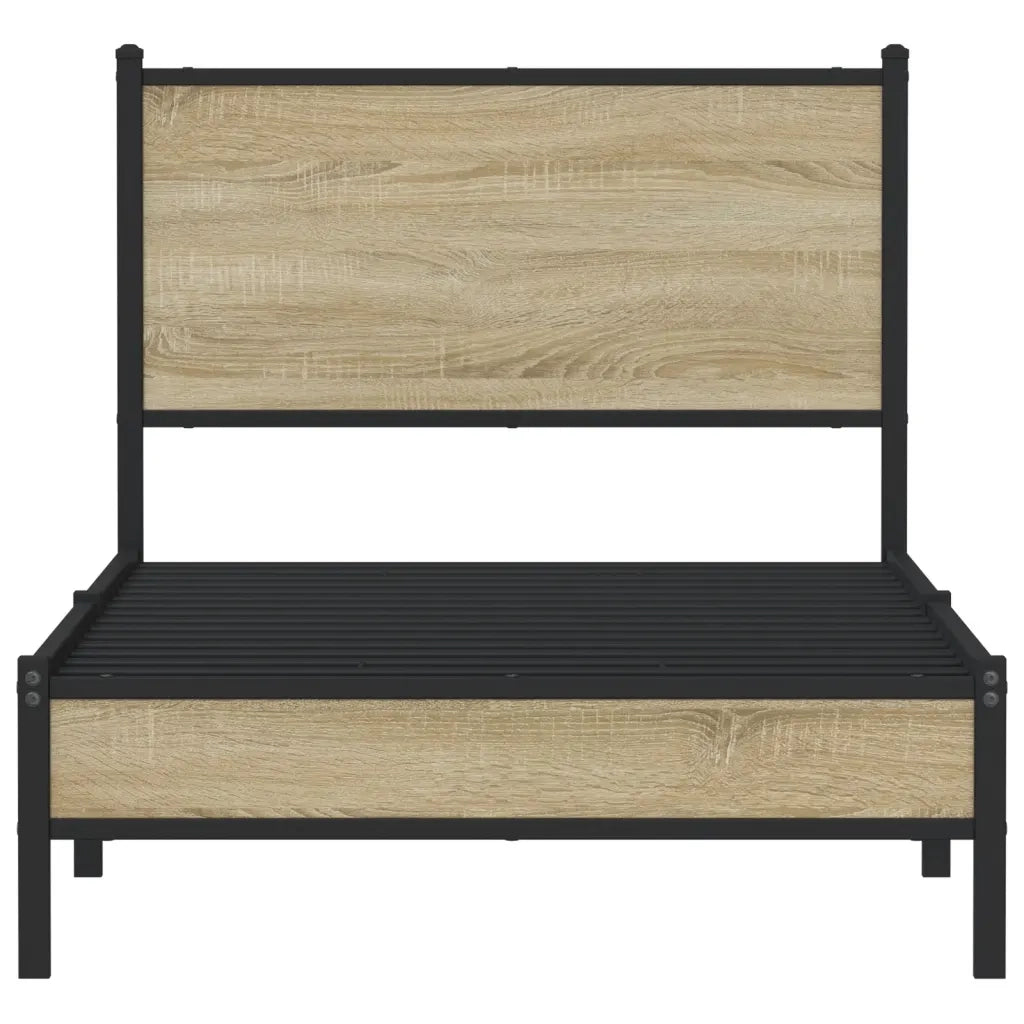 vidaXL Giroletto senza Materaso in Metallo Rovere Sonoma 90x200 cm