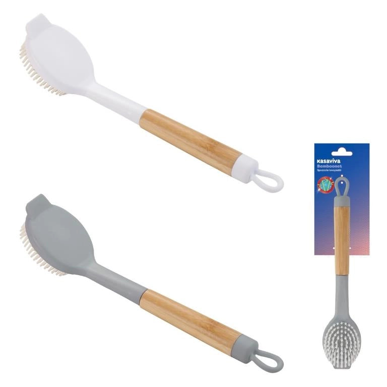 1 Pezzo Spazzola Lavapiatti Bamboonet Silicone 26 cm 2 Colori