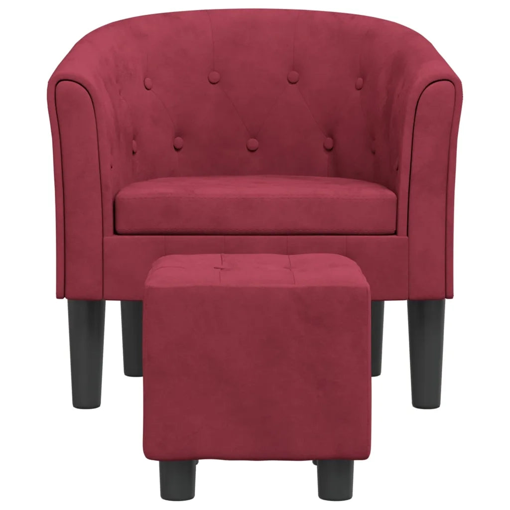 Poltrona | Sedia Relax Cabriolet con Poggiapiedi Rosso Vino in Velluto