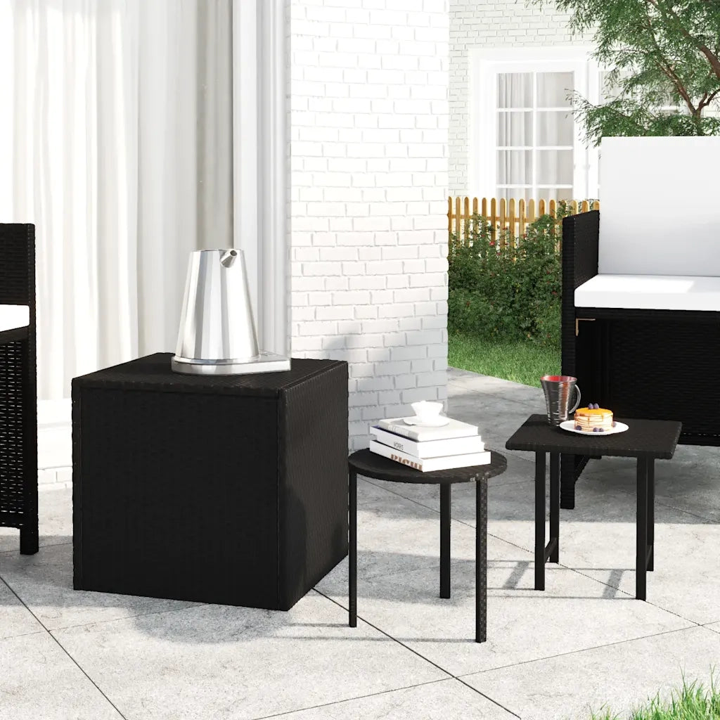 Tavolini 3 pz | Tavolo laterale Neri in Polyrattan