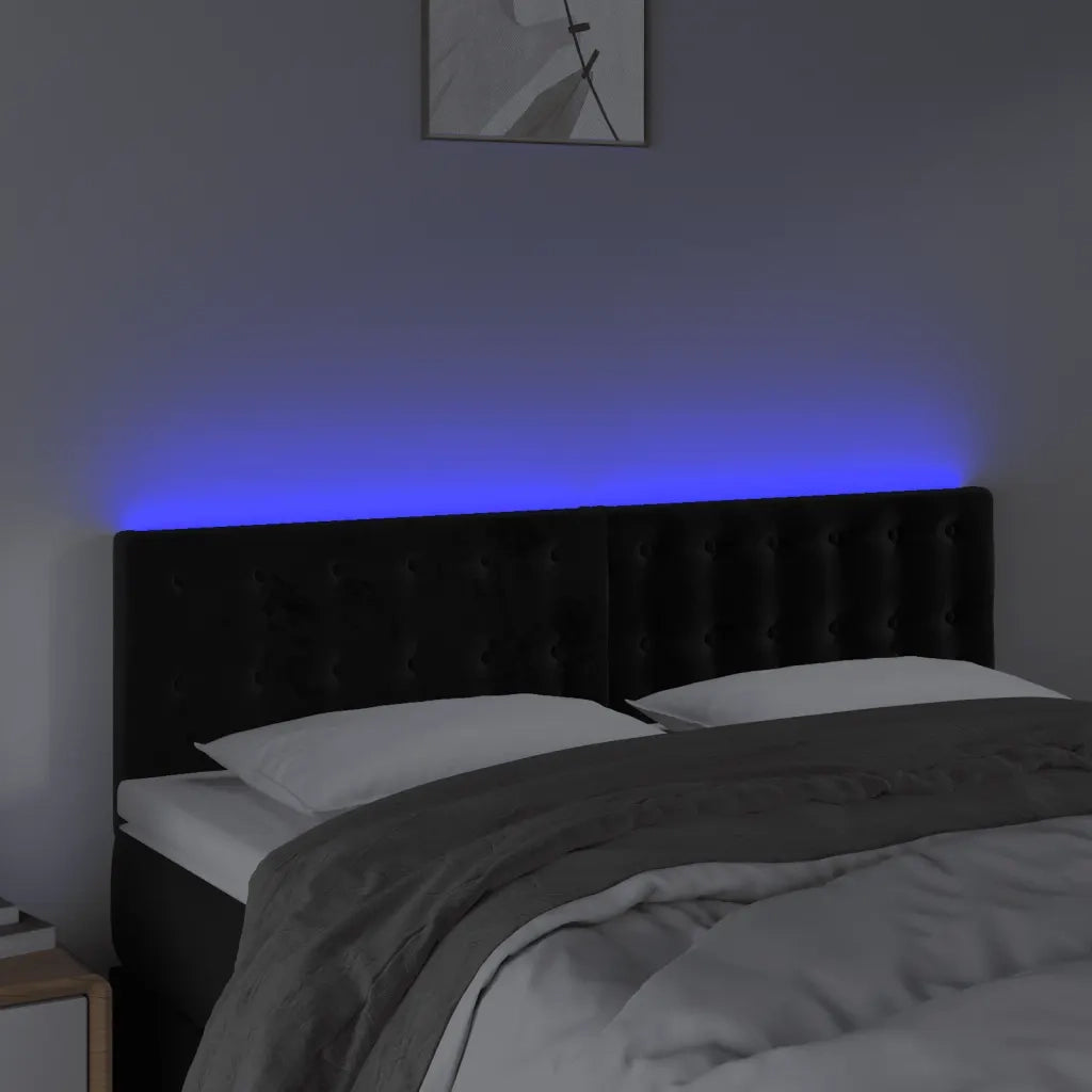 Testiera | Testata a LED Nera 144x5x78/88 cm in Velluto
