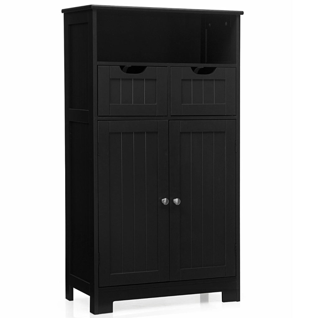Armadio del bagno con una mensola aperta-Mobiletto da bagnoCredenza per cucina con 2 ante e 2 cassetti Nero