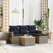 Salotto da Giardino-Set Divani da Giardino 5 pz con Cuscini Grigio in Polyrattan 288499
