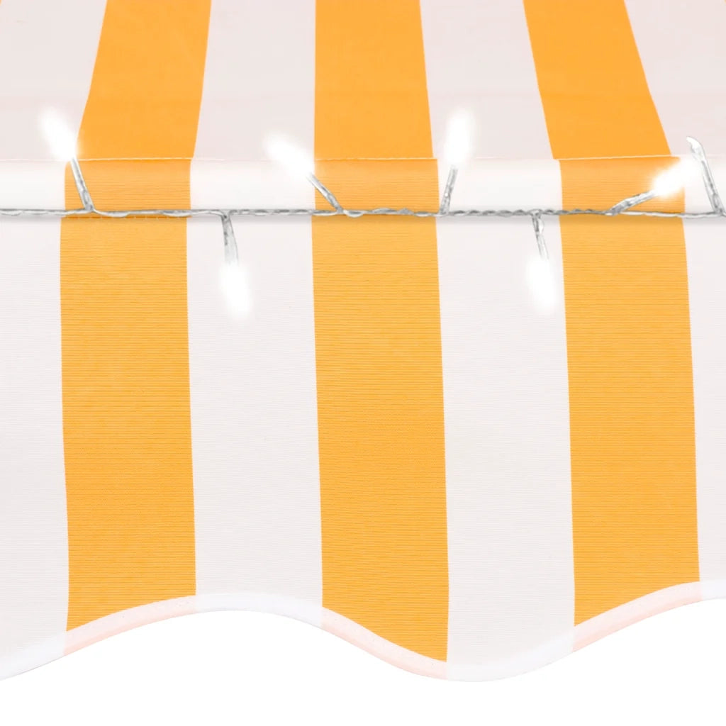 Tenda da Sole | Tenda parasole Retrattile Manuale LED 300 cm Bianca e Arancione