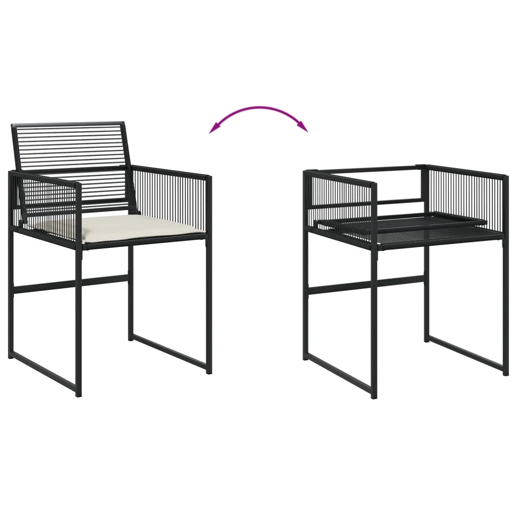 Set da Pranzo da Giardino 9 pz con Cuscini Nero in Polyrattan 3295028