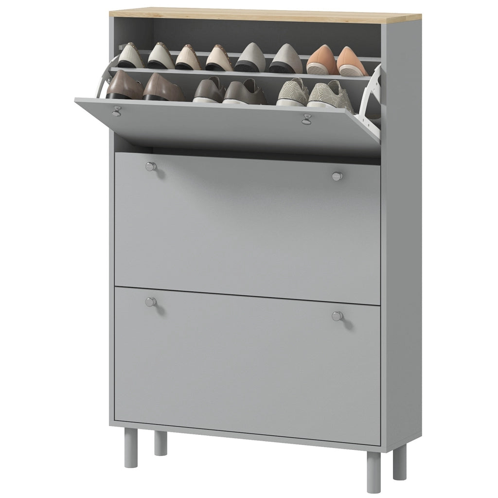 Scarpiera con 3 cassetti e ripiani regolabili ¨C zephmum ¨C 80x23.5x121cm grigio