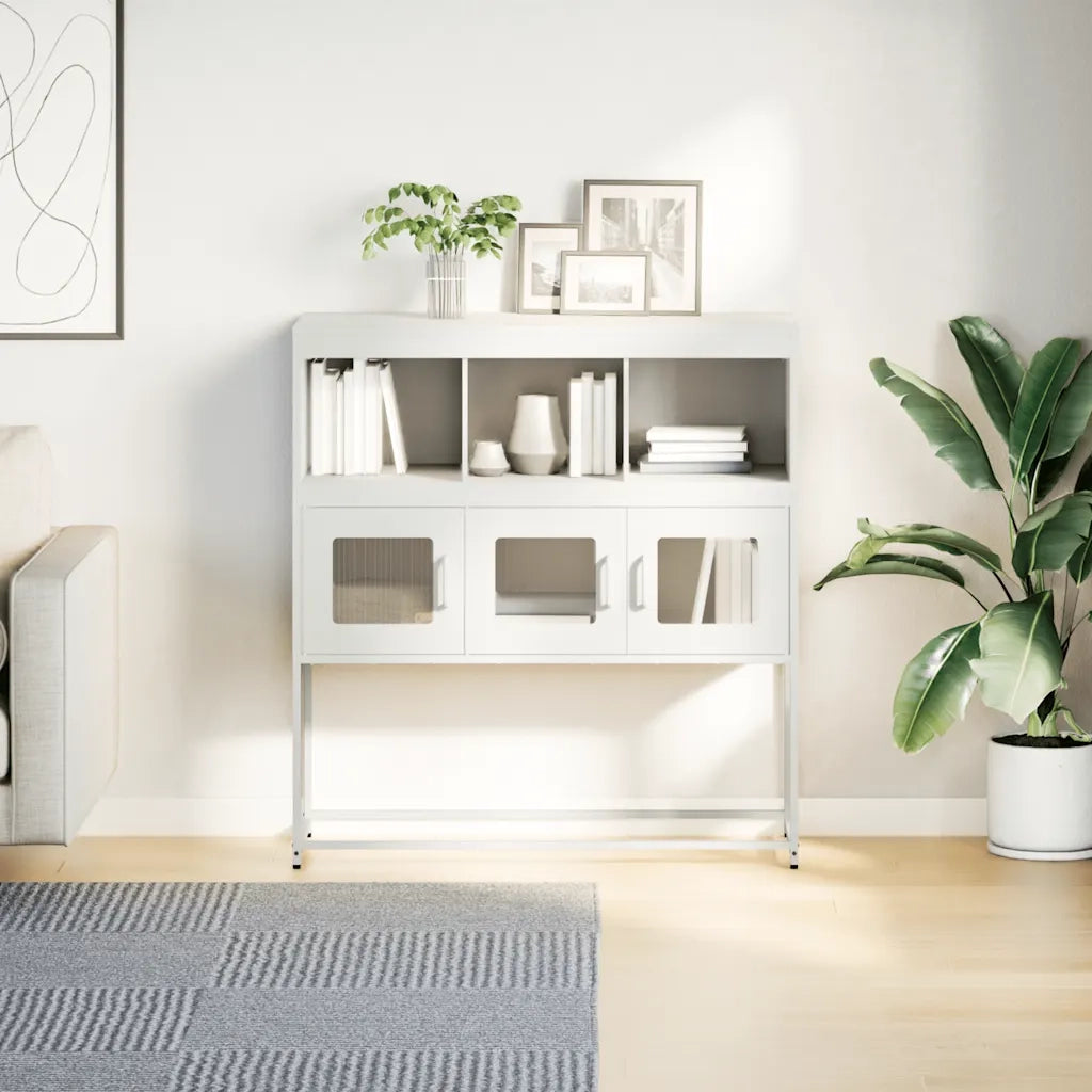 Credenza Bianca 100,5x39x107 cm in Acciaio Laminato a Freddo 853421