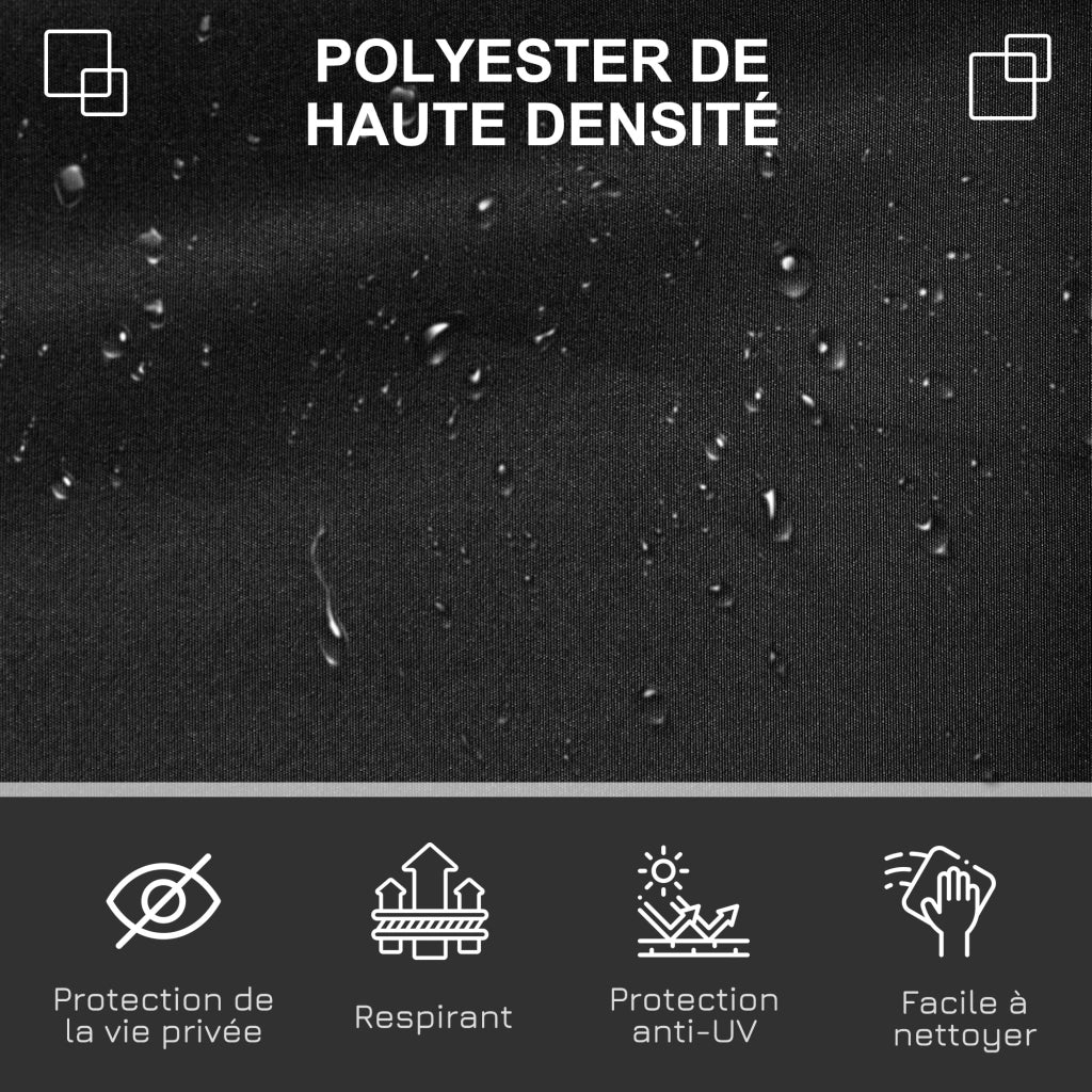 Paravento retrattile per esterni 3x1.6 m ¨C zephmum ¨C metallo e poliestere nero