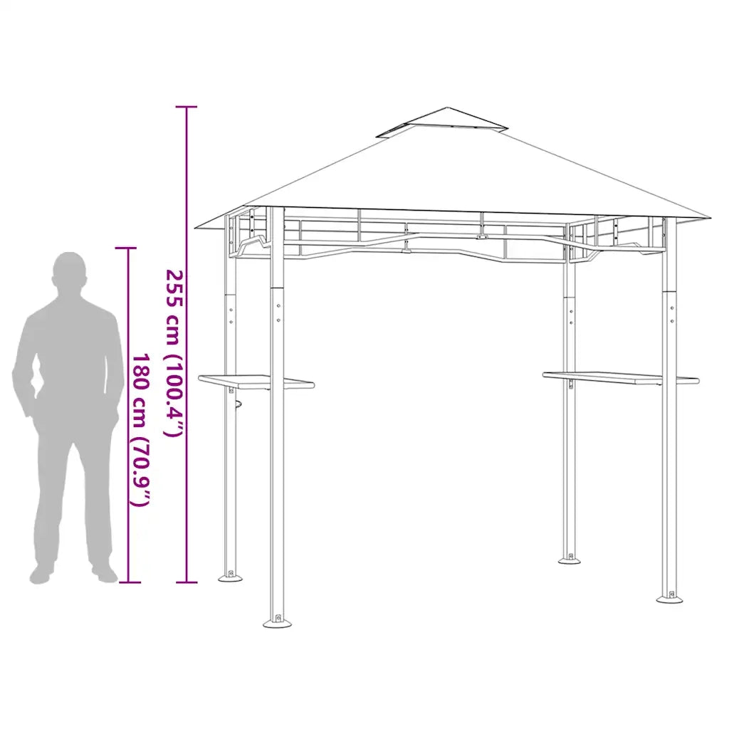 Gazebo per Barbecue 240x150x255 cm Antracite in Acciaio