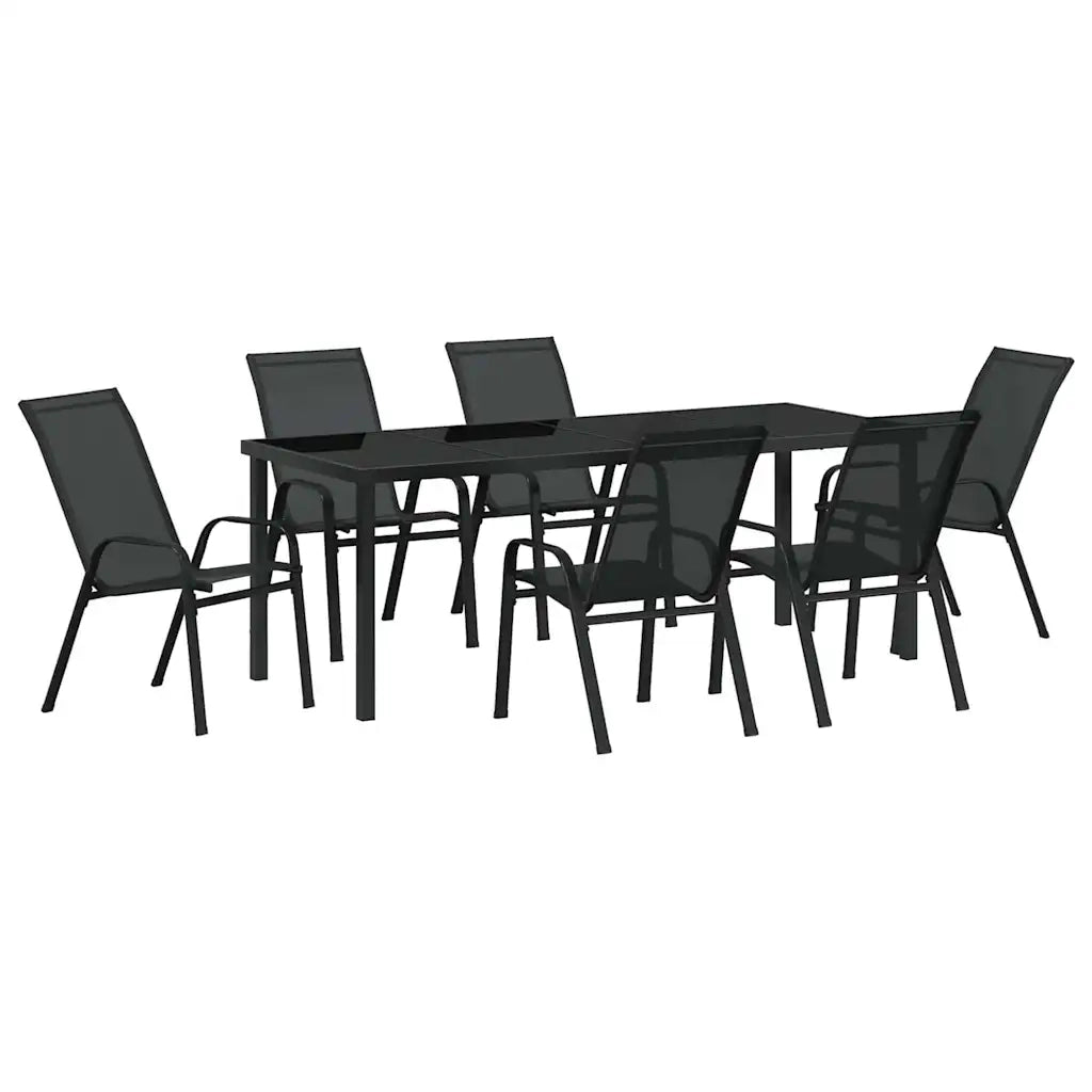 Set da Pranzo per Giardino 7 pcs Nero 3379119