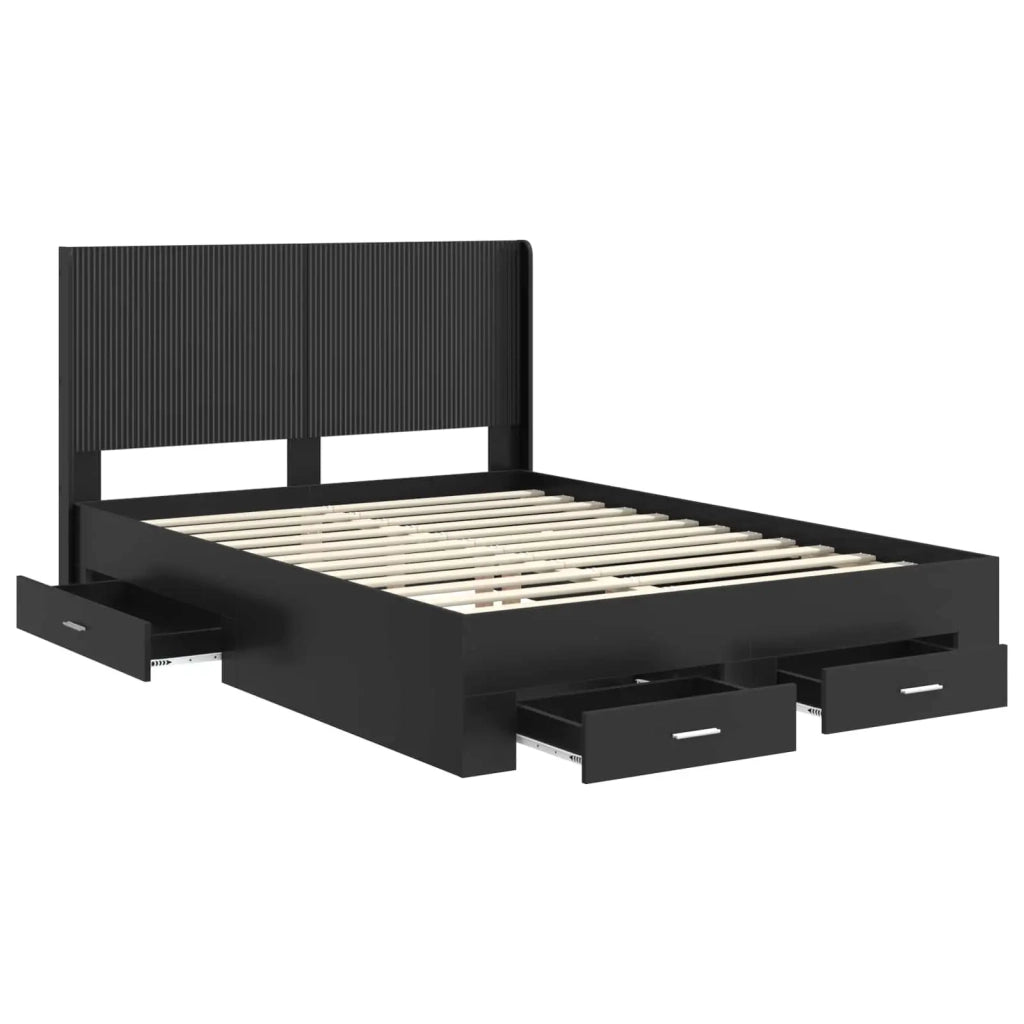 Struttura del letto con stoccaggio e testata Nero 135 x 190 cm 3414118