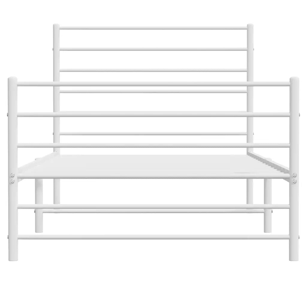 Giroletto con Testiera e Pediera-Struttura Letto Metallo Bianco 90x190 cm 545097