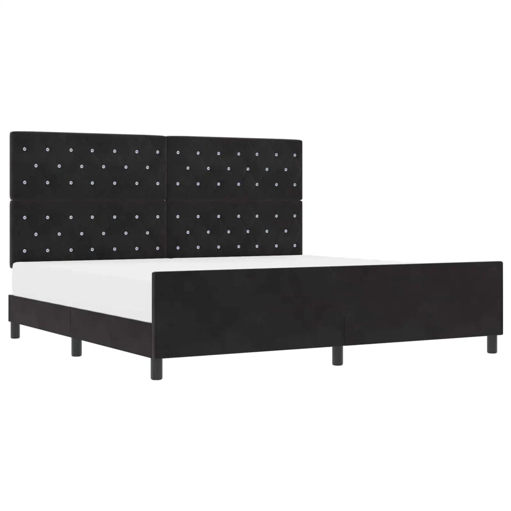 Letto a molle con testiera Nero 200 x 200 cm Velluto 3344899