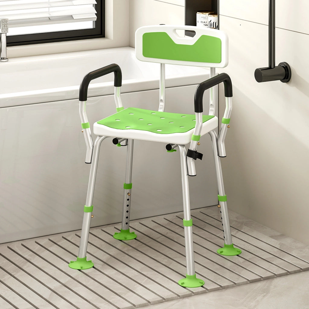 Sgabello da doccia regolabile ¨C zephmum ¨C bianco e verde 56.5x53.5x87 cm