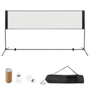 Set di racchette da badminton con 2 volani tappi per piedi, Set di rete da badminton regolabile 310x102x89-155cm Nero