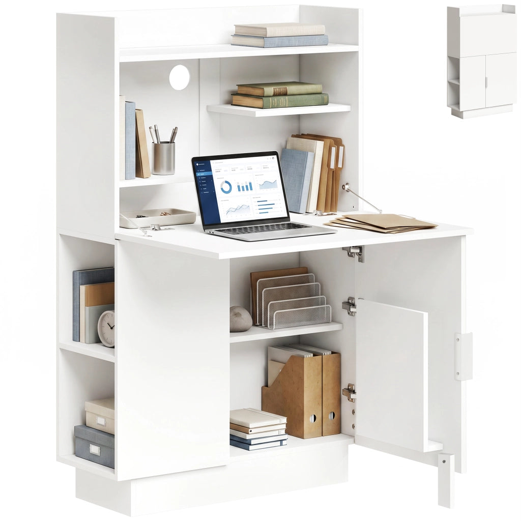 Scrivania per computer ¨C zephmum ¨C 80x30x128 cm, bianco