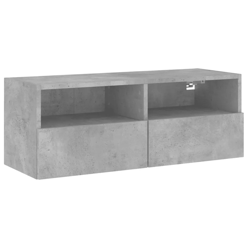 Mobile TV a Parete-Mobile TV a Muro Grigio Cemento 80x30x30 cm Legno Multistrato