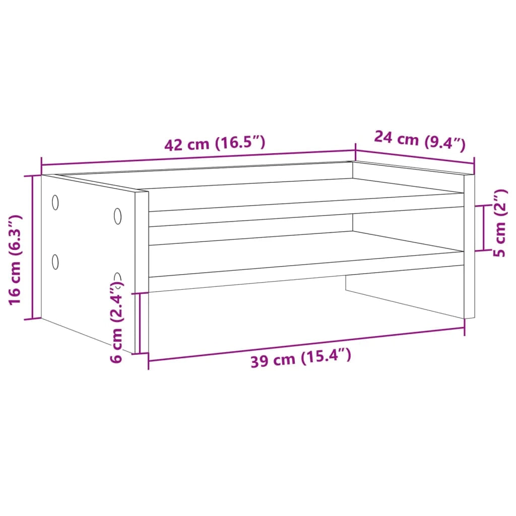Supporto per monitor Sonoma mobile da scrivania 42 x 24 x 16 cm legno ingegnerizzato grigio 02_0044988
