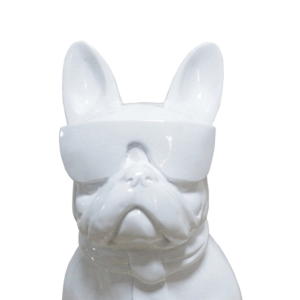 Scultura decorativa Bulldog Dude 100 in bianco lucido