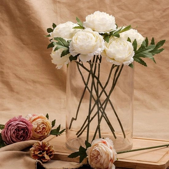 Fiori di Pioggia - 6 Pezzi - Bocciolo Bianco - Tela - Decorazione per la Casa - Matrimonio - Aspetto Naturale