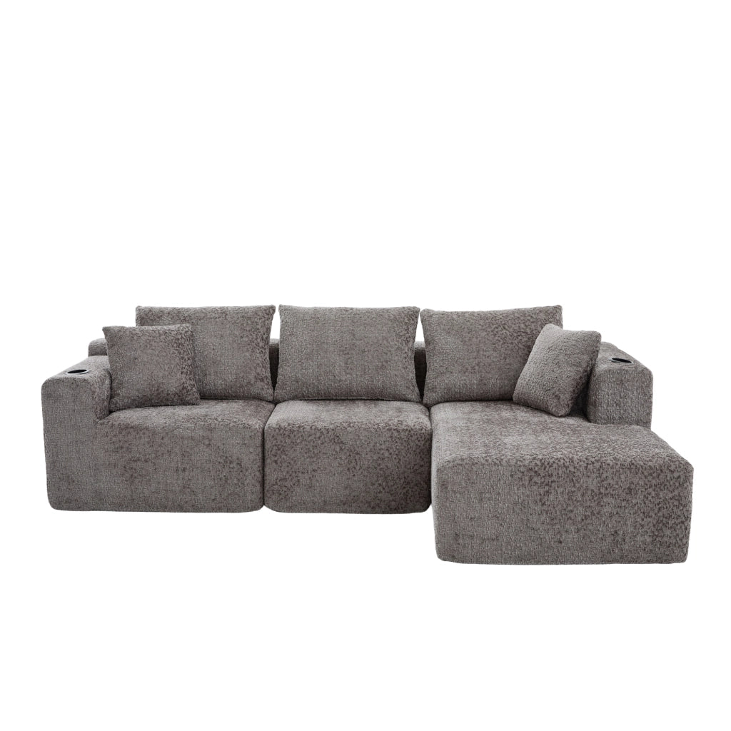 Divano Angolare Modulare 3 Posti ¨C Xylo ¨C Grigio, Chaise Longue, 261x165x80