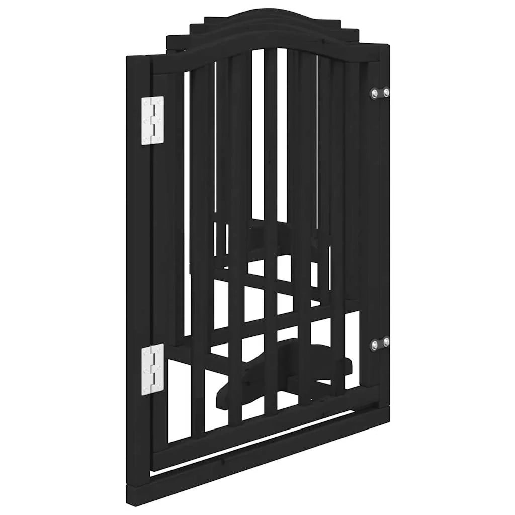 Cancelletto e porta di sicurezza per animali domestici 6 pannelli legno di pioppo nero 02_0023361