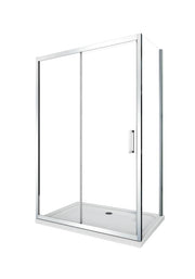 Box doccia angolare parete fissa e ANTA FISSA + PORTA scorrevole vetro 6 mm MISURA 77,5-80 ANTA FISSA + PORTA 135-140