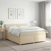Letto box spring con materasso Crema 180 x 200 cm Tessuto 3451026
