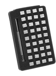Set di timbri a lettere 36 pezzi - Strumento per stampe in cuoio - Acciaio - Manico - Duraturo - Dimensioni 3 mm/6 mm - Timbri a cuoio